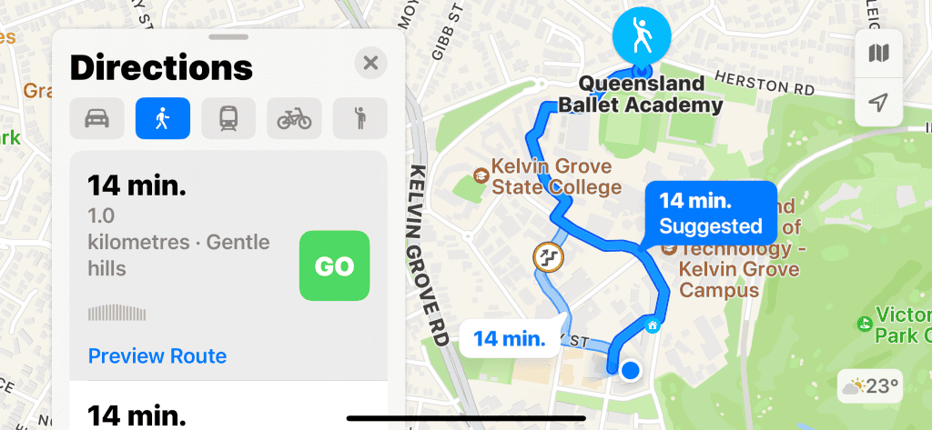 Walking directions to QLD Ballet Academy